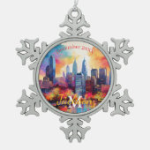 Philadelphia Snowflake Pewter Kerstversiering Tin Sneeuwvlok Ornament (Voorkant)