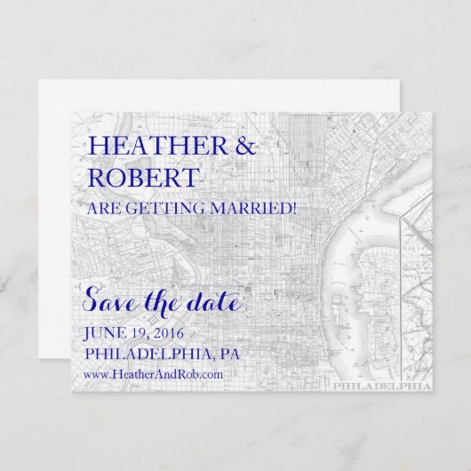 Philadelphia sparen de Datum - de  Kaart (grijs) (Voorkant / Achterkant)