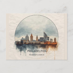 Philadelphia Stad Pennsylvania waterverf skyline Briefkaart