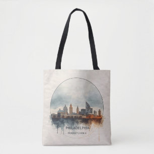 Philadelphia Stad Pennsylvania waterverf skyline Tote Bag
