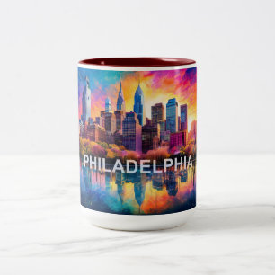 Philadelphia, stad van de broederliefde tweekleurige koffiemok