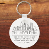Philadelphia Stylized Skyline | Aangepaste slogan Sleutelhanger (Voorkant)
