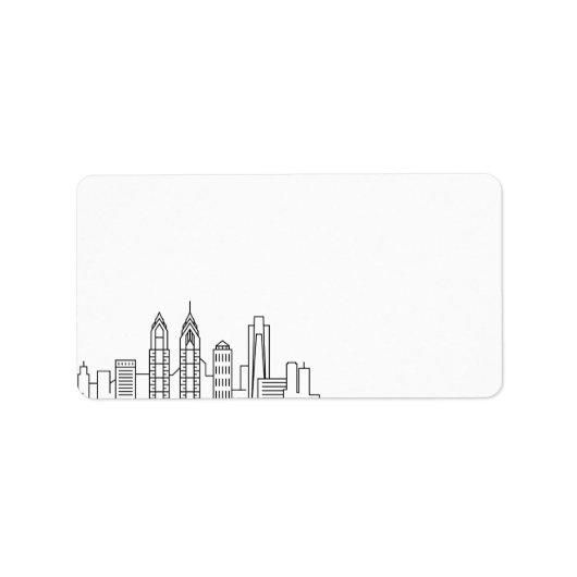 Philadelphia Stylized Skyline | Blanco etiket (Voorkant)
