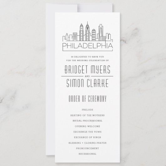 Philadelphia Stylized Skyline | Weddenschap-progra Kaart (Voorkant)