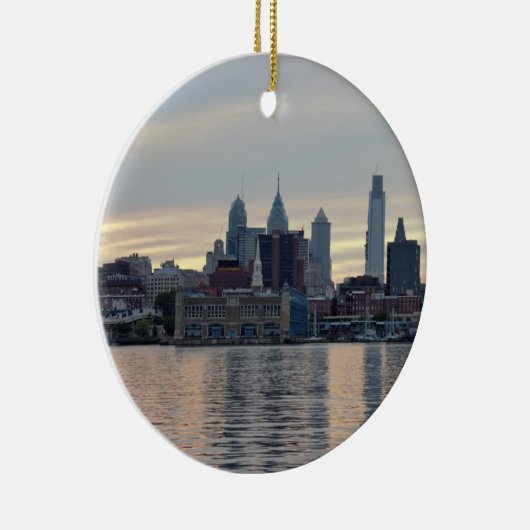 Philadelphia Sunset Skyline Foto Keramisch Ornament (Rechts)