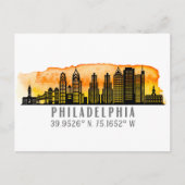 Philadelphia Sunset Skyline Map Coordinates Briefkaart (Voorkant)