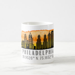 Philadelphia Sunset Skyline Map Coordinates Koffiemok