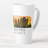 Philadelphia Sunset Skyline Map Coordinates Latte Mok (Rechterhoek)