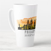 Philadelphia Sunset Skyline Map Coordinates Latte Mok (Linkerhoek)