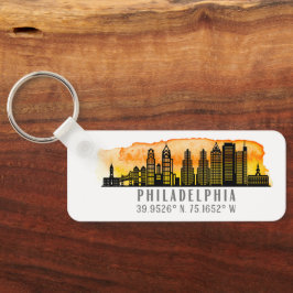 Philadelphia Sunset Skyline Map Coordinates Sleutelhanger