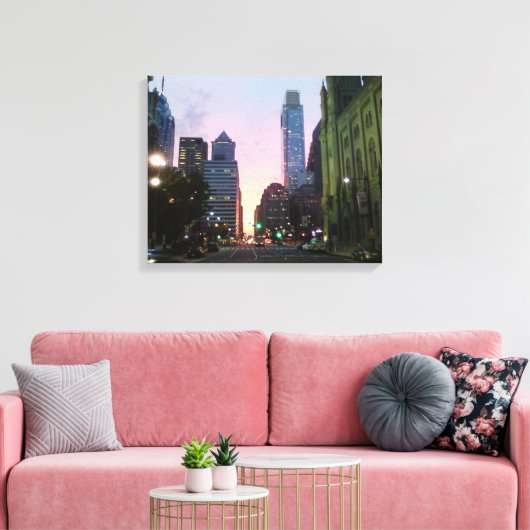 Philadelphia Sunset Wrapped Canvas Afbeelding (Insitu (Woonkamer))