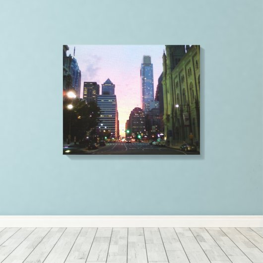 Philadelphia Sunset Wrapped Canvas Afbeelding (Insitu (Houten vloer))