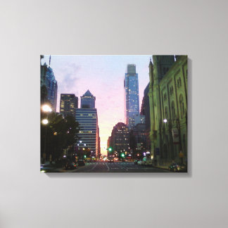 Philadelphia Sunset Wrapped Canvas Afbeelding Afdruk