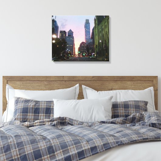 Philadelphia Sunset Wrapped Canvas Afbeelding Afdruk (Insitu (Slaapkamer))
