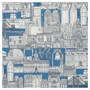 Philadelphia toile kobalt indigo stof