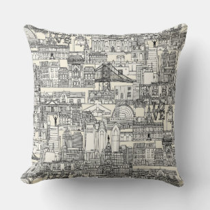 Philadelphia toile parel zwart kussen