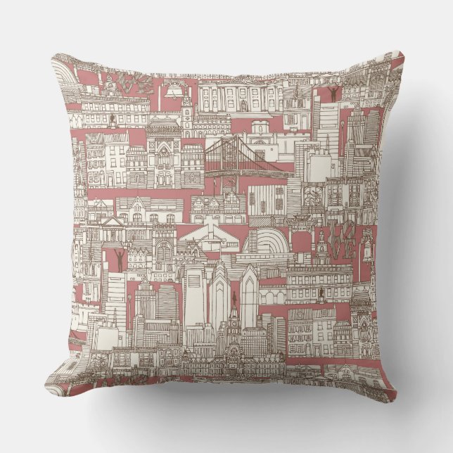 Philadelphia toile rose chocolate kussen (Voorkant)