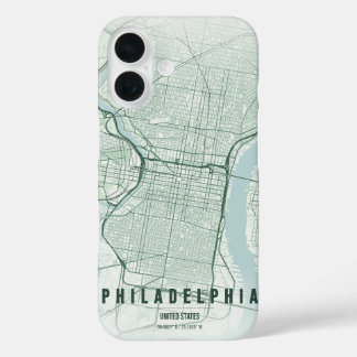 Philadelphia USA Stadkaart Minimalistisch Ontwerp iPhone 16 Hoesje