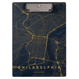 Philadelphia USA Stadkaart Minimalistisch Ontwerp Klembord