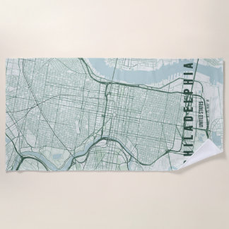 Philadelphia USA Stadkaart Minimalistisch Ontwerp Strandlaken