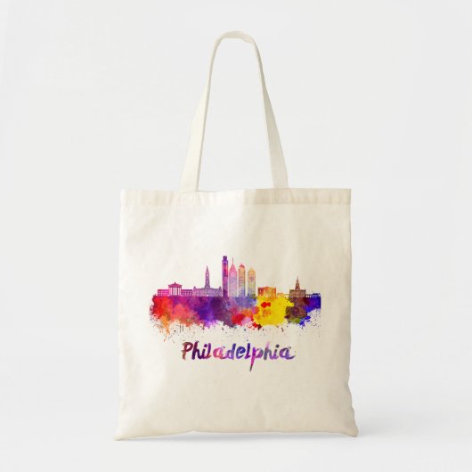 Philadelphia V2 skyline in waterverf Tote Bag (Voorkant)