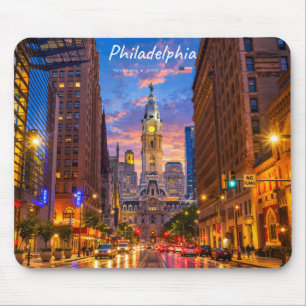 Philadelphia, VS - Stadhuis Schemer Stadssilhouet Muismat