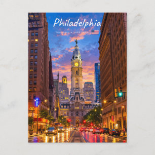 Philadelphia, VS - Stadhuis Twilight Silhouette Briefkaart