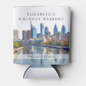 Philadelphia Watercolor Verjaardagsweekend Blikjeskoeler (Voorkant)