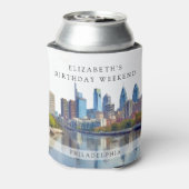 Philadelphia Watercolor Verjaardagsweekend Blikjeskoeler (Blikje Achterkant)