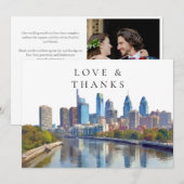 Philadelphia Watercolor Wedding Photo Bedankkaart (Voorkant / Achterkant)