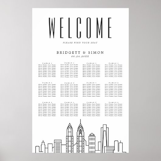 Philadelphia Wedding | 12 Tabel Zetel Poster (Voorkant)