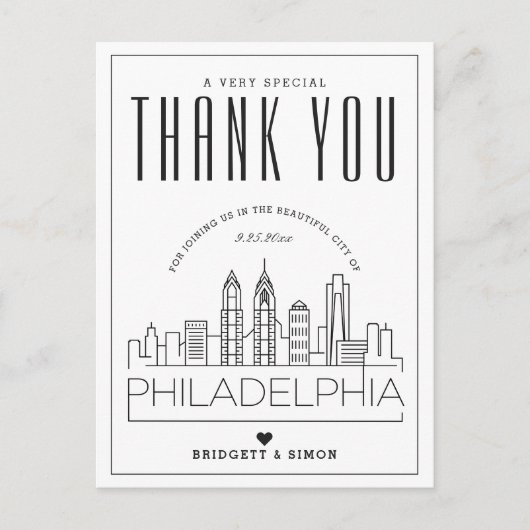 Philadelphia Wedding | Bedankt voor komst! Briefka Briefkaart (Voorkant)