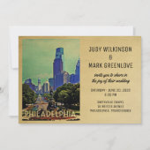 Philadelphia Wedding Invitation Vintage Philly Kaart (Voorkant)