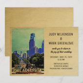 Philadelphia Wedding Invitation Vintage Philly Kaart (Voorkant / Achterkant)