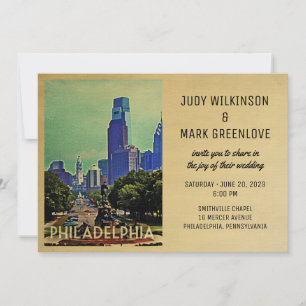 Philadelphia Wedding Invitation Vintage Philly Kaart