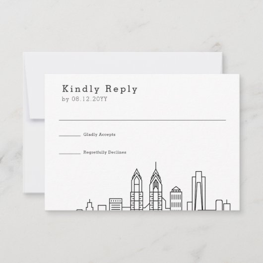 Philadelphia Wedding | Stijlvolle Skyline RSVP (Voorkant)