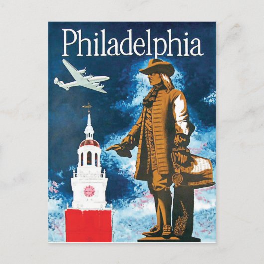 Philadephia, monument en toren briefkaart (Voorkant)