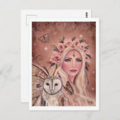 Philantha fee met uil van Renee Lavoie Briefkaart (Voorkant / Achterkant)
