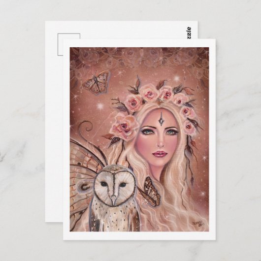 Philantha fee met uil van Renee Lavoie Briefkaart (Voorkant / Achterkant)