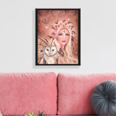 Philantha fee met uil van Renee Lavoie Canvas Afdruk (Insitu (Woonkamer))