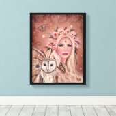 Philantha fee met uil van Renee Lavoie Canvas Afdruk (Insitu (Houten vloer))