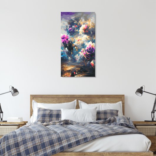 Philatelic surreal floral abstract landscape No. 2 Canvas Afdruk (Insitu (Slaapkamer))