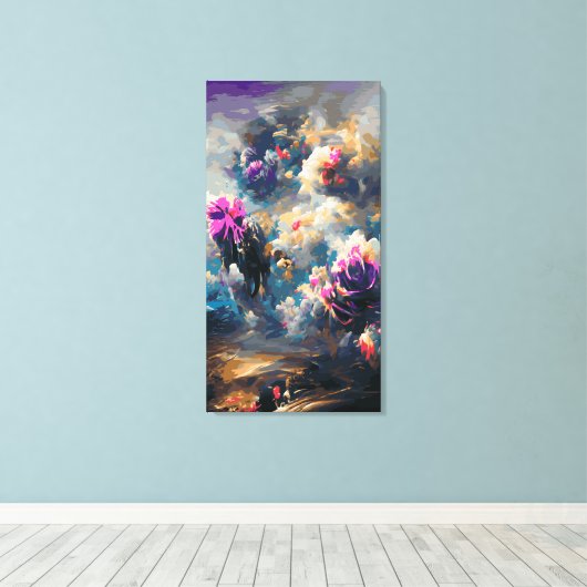 Philatelic surreal floral abstract landscape No. 2 Canvas Afdruk (Insitu (Houten vloer))