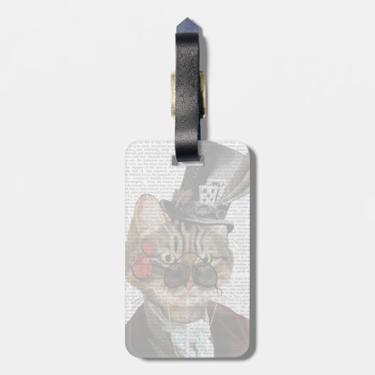 Phileas Feline Steampunk Cat & Top Hat 2 Bagagelabel (Achterkant verticaal)