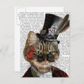 Phileas Feline Steampunk Cat & Top Hat 2 Briefkaart (Voorkant / Achterkant)