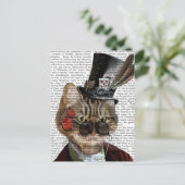 Phileas Feline Steampunk Cat & Top Hat 2 Briefkaart (Staand voorkant)