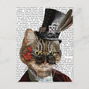 Phileas Feline Steampunk Cat & Top Hat 2 Briefkaart