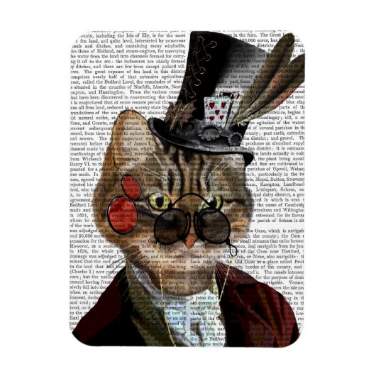 Phileas Feline Steampunk Cat & Top Hat 2 Magneet (Verticaal)