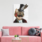 Phileas Feline Steampunk Cat & Top Hat Canvas Afdruk (Insitu (Woonkamer))