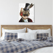 Phileas Feline Steampunk Cat & Top Hat Canvas Afdruk (Insitu (Slaapkamer))